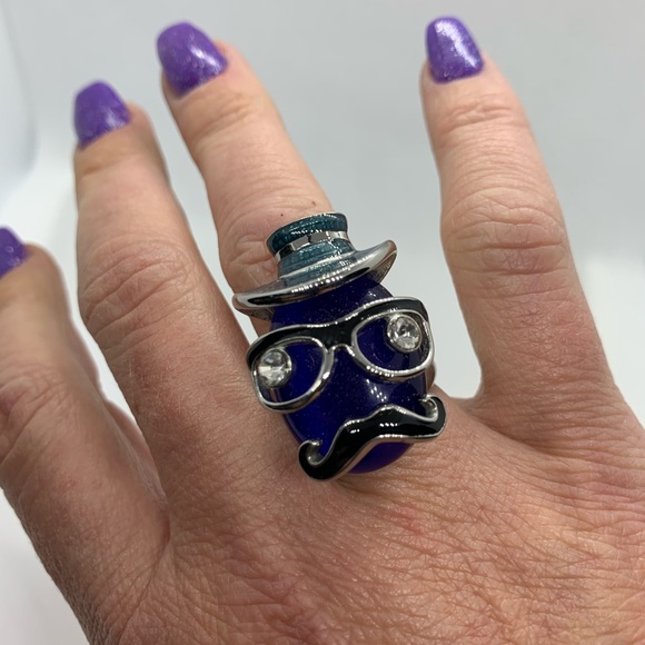 Sim. Navy Cats Eye Austrian Crystal Enameled Ring - Picture 4 of 6